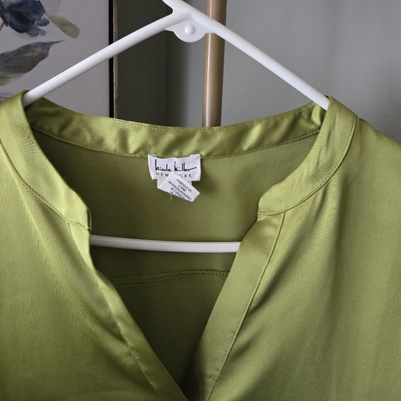 Nicole Miller Blouse sz XXL Olive green - Picture 2 of 7